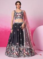 Sattin Silk Grey Wedding Wear Sequins Work Lehenga Choli